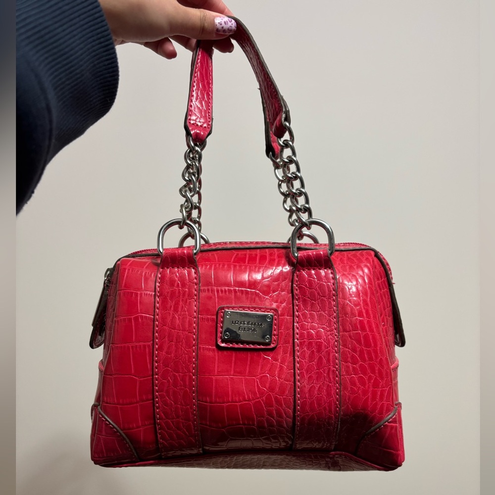 Red Croc-Embossed Handbag